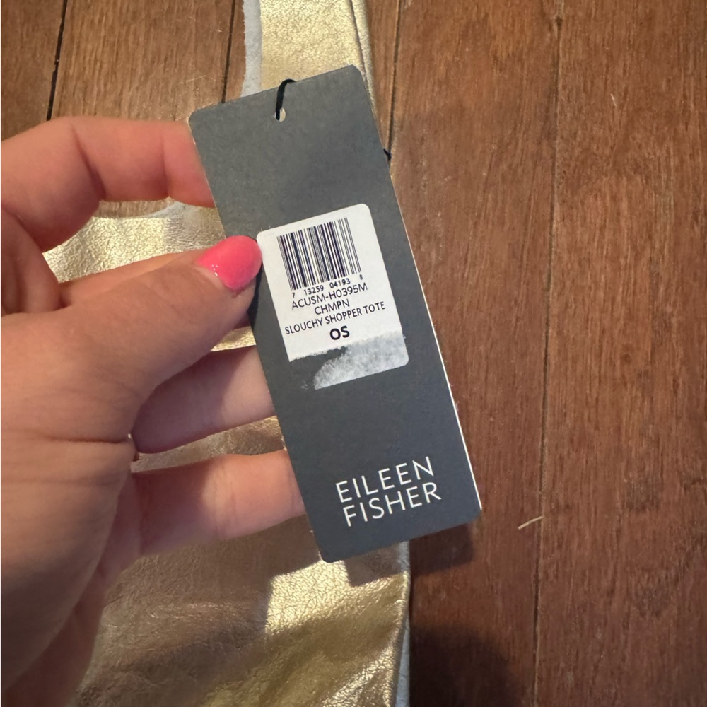 Eileen Fisher Slouchy Shopper Champagne Gold Tote Bag - Picture 6 of 7